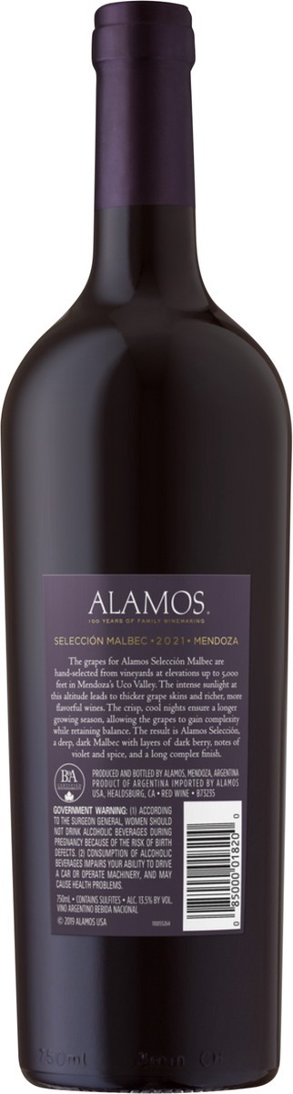 slide 2 of 3, Alamos Seleccion Malbec Argentina Red Wine 750ml, 750 ml