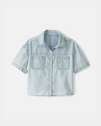 Oshkosh Girls Chambray Short-Sleeve Top - Blue - Size 10