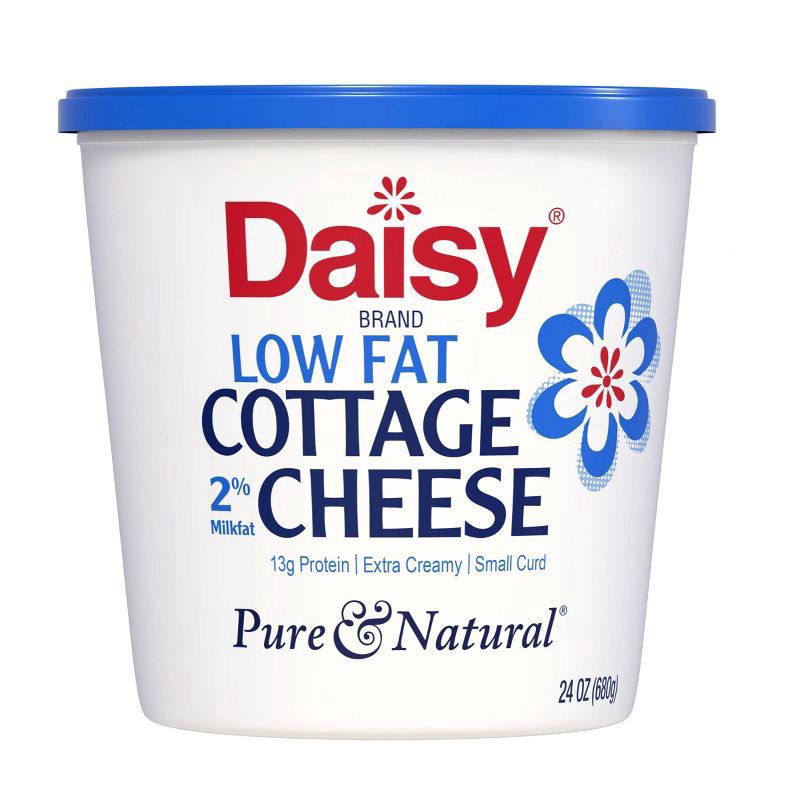 slide 1 of 8, Daisy Pure & Natural 2% Milkfat Small Curd Low Fat Cottage Cheese 24 oz, 24 oz