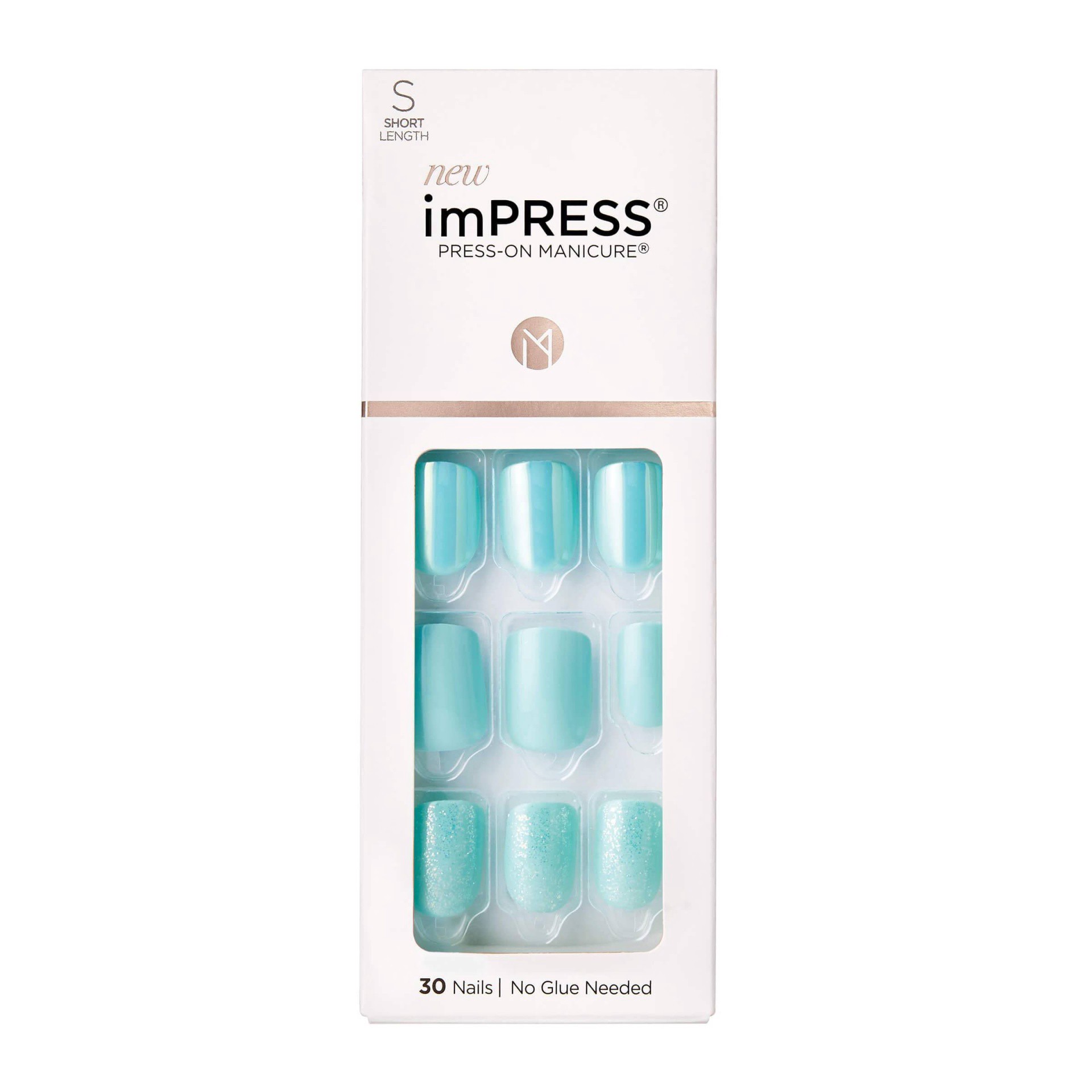 slide 1 of 9, imPRESS Press-On Manicure Rain Check Short Length Nails 30 ea, 30 ct