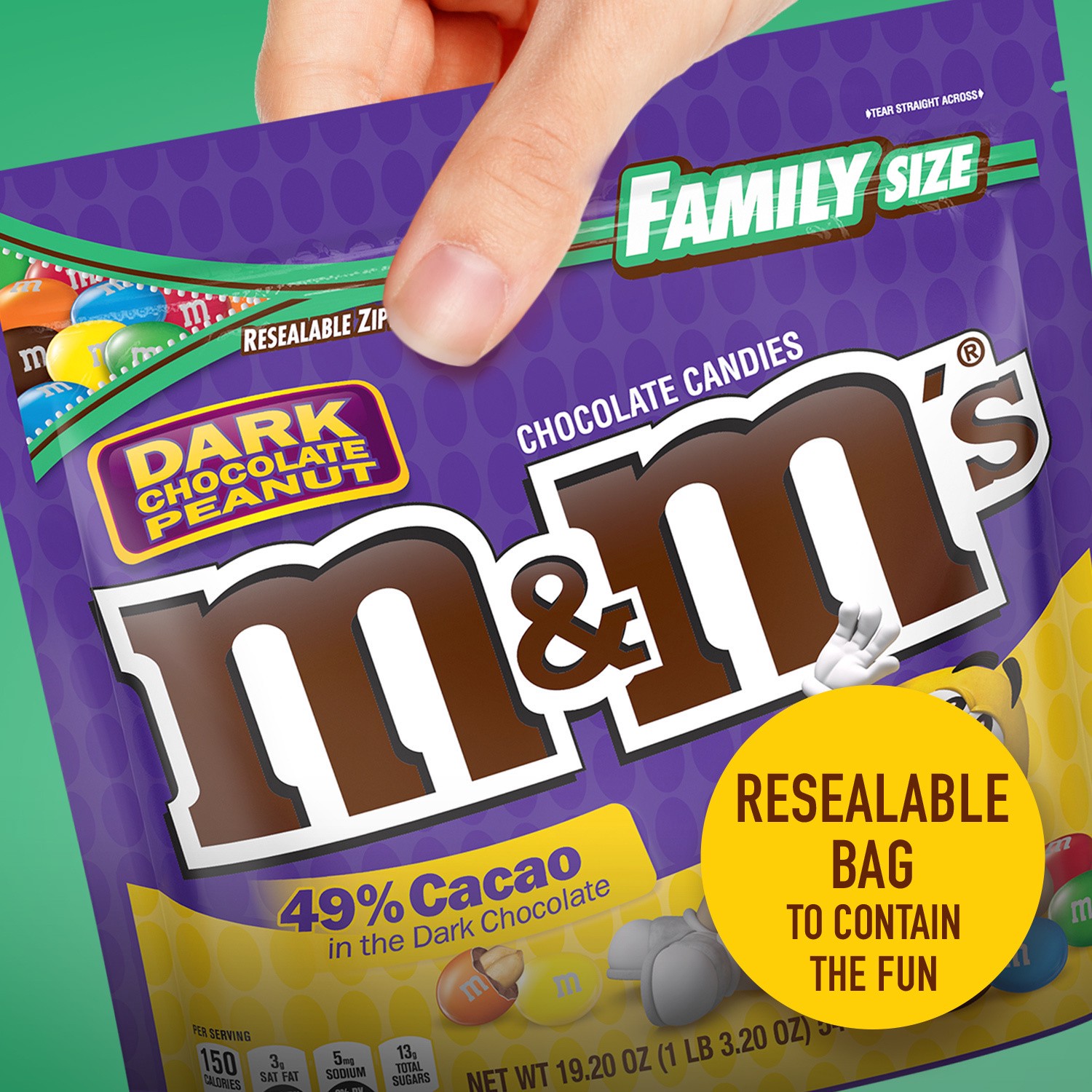 slide 5 of 8, M&M's Peanut Dark Chocolate Candy, Family Size, 18oz Bag, 18 oz