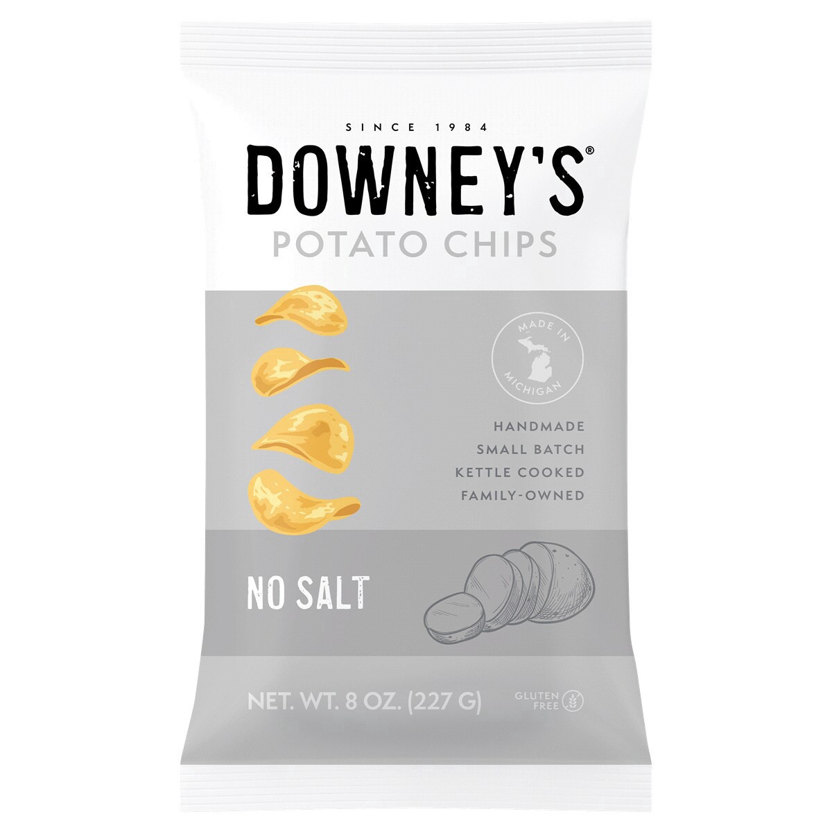 slide 1 of 1, Downey's No Salt Potato Chips - 8 oz, 8 oz