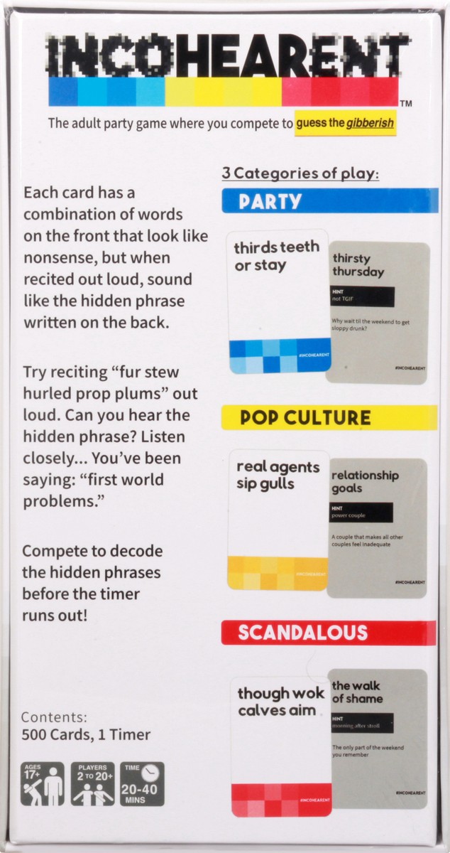 slide 10 of 11, Incohearent Ages 17+ Guess the Gibberish Adult Party Game 1 ea, 1 ct