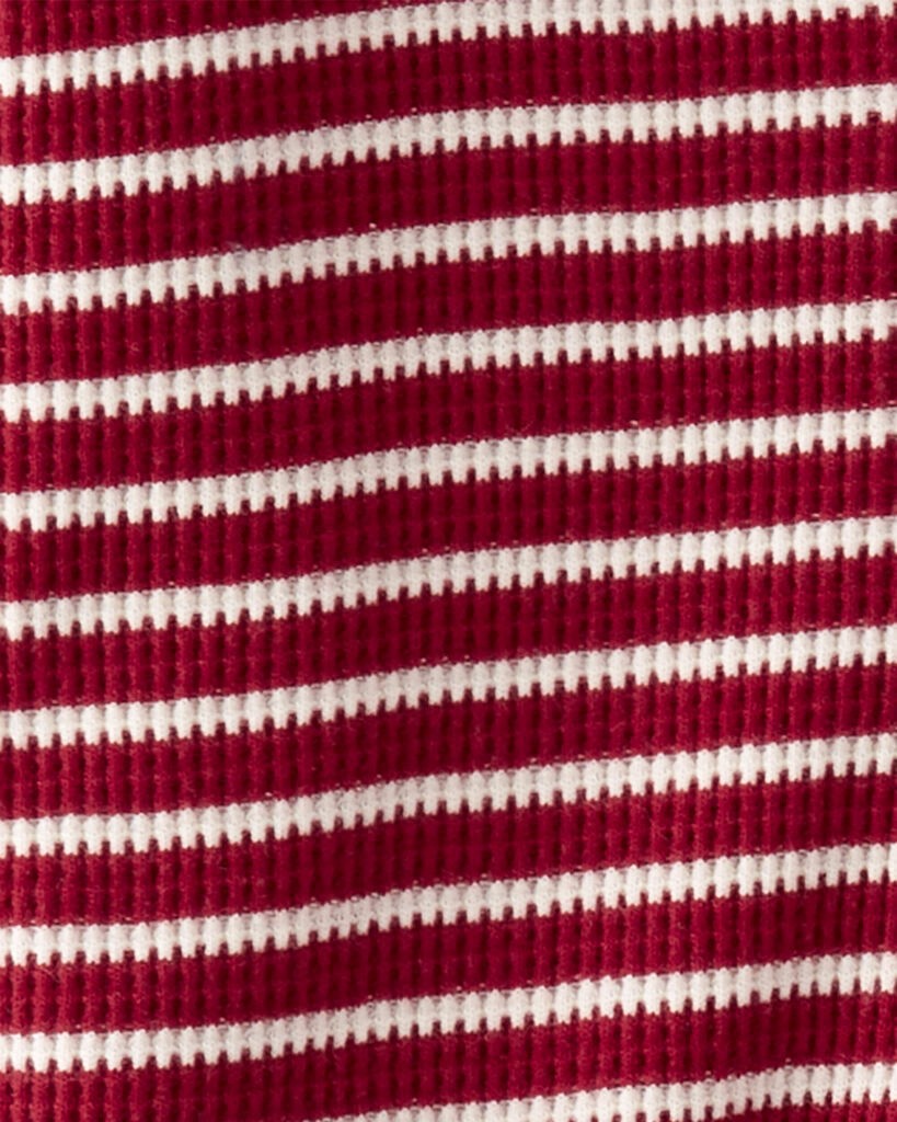 slide 3 of 3, Littleplanet Baby Waffle Knit Striped Sleep & Play Pajamas Made with Organic Cotton Red, White 6M, 1 ct