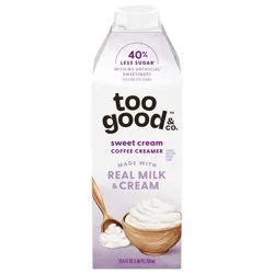 Too Good & Co. Sweet Cream Coffee Creamer, Flavored Creamer Made with Real Milk and Cream, Tastes Great in Iced Coffee and Cold Brew, 25.4 fl oz