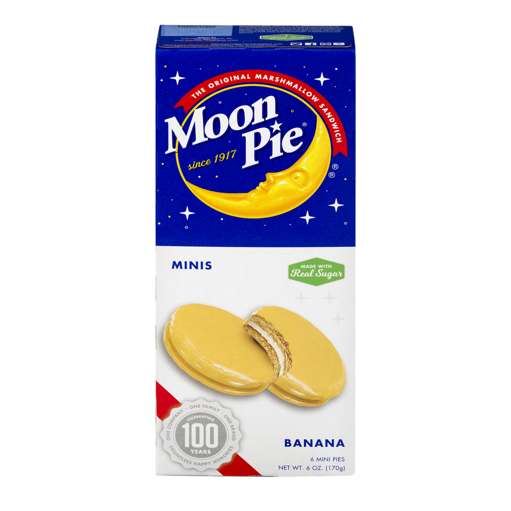 slide 1 of 1, Moon Pie Minis Banana Marshmallow Sandwiches, 6 oz