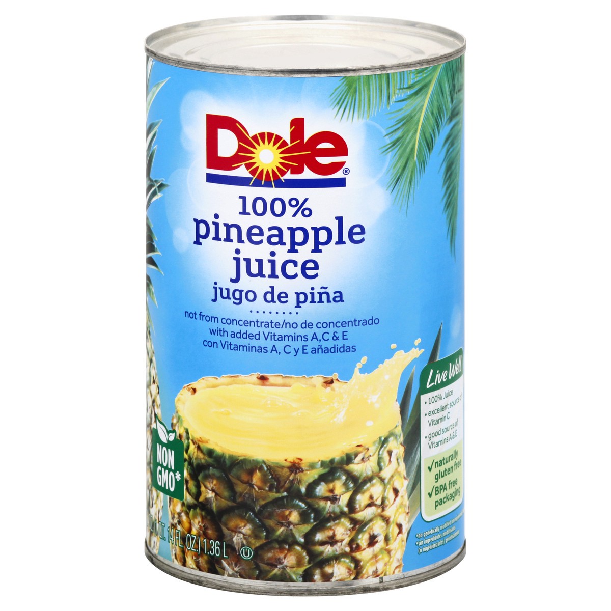 slide 6 of 10, Dole 100% Pineapple Juice - 46 oz, 46 oz