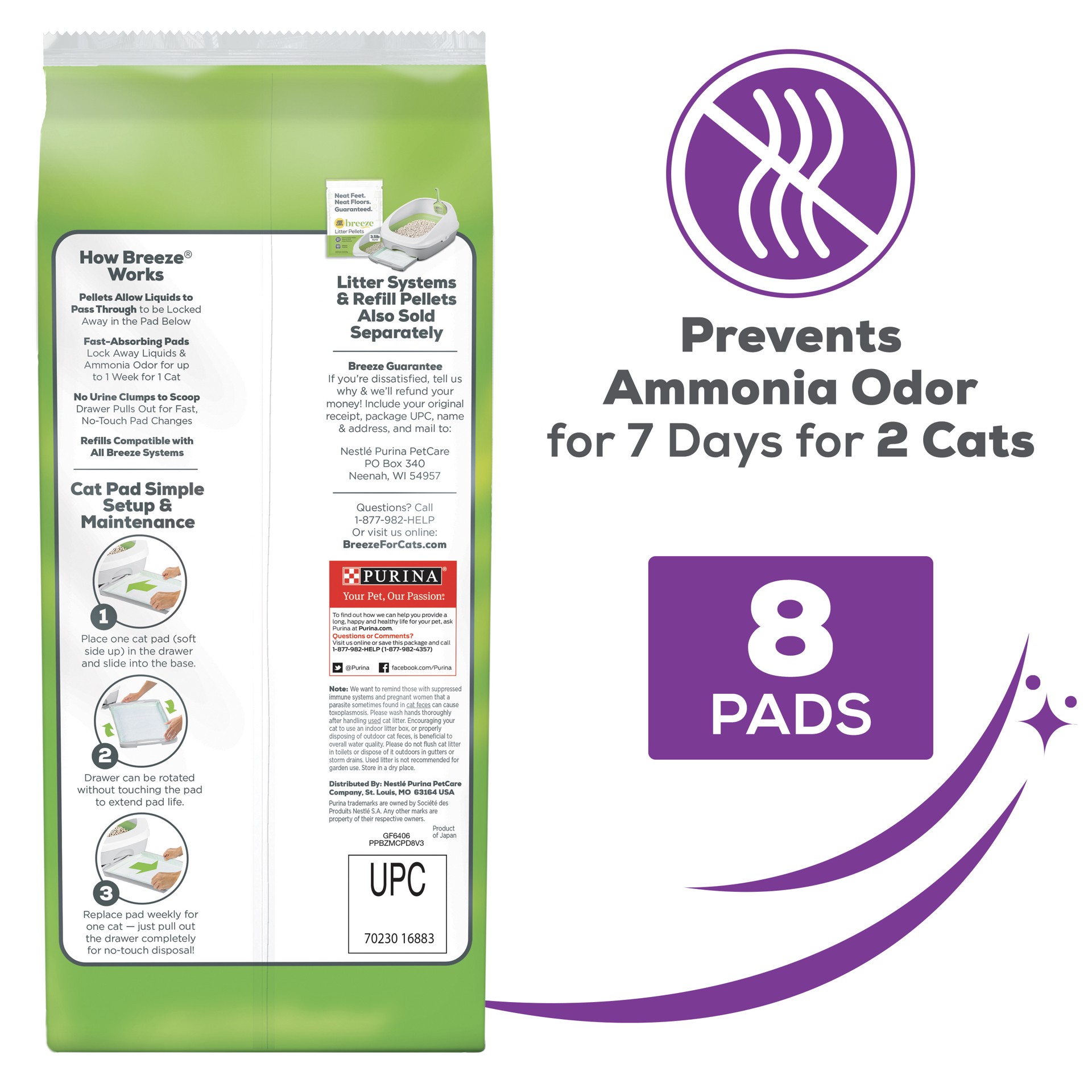 slide 4 of 9, Tidy Cats Breeze Multi-Cat Strength Cat Pads 8 Pads, 8 ct