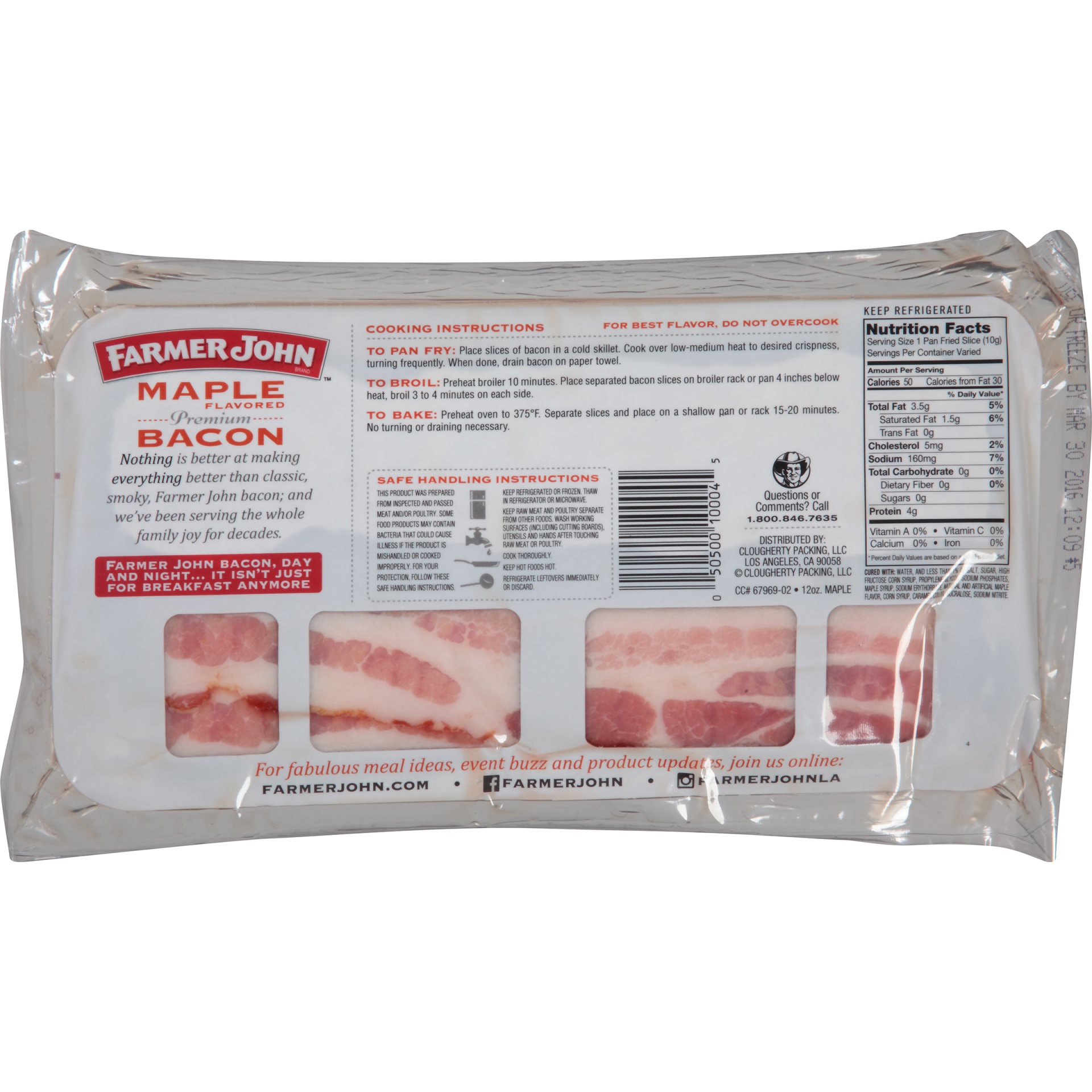 slide 4 of 6, Farmer John Maple Flavored Premium Bacon, 12 oz
