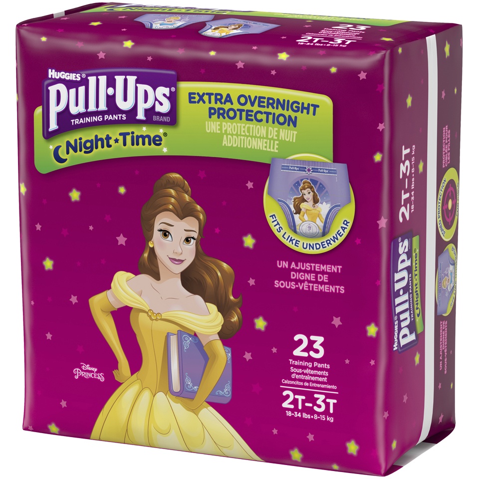 slide 3 of 3, Huggies Pull-Ups Night Time for Girls 2T-3T Training Pants, 23 ct