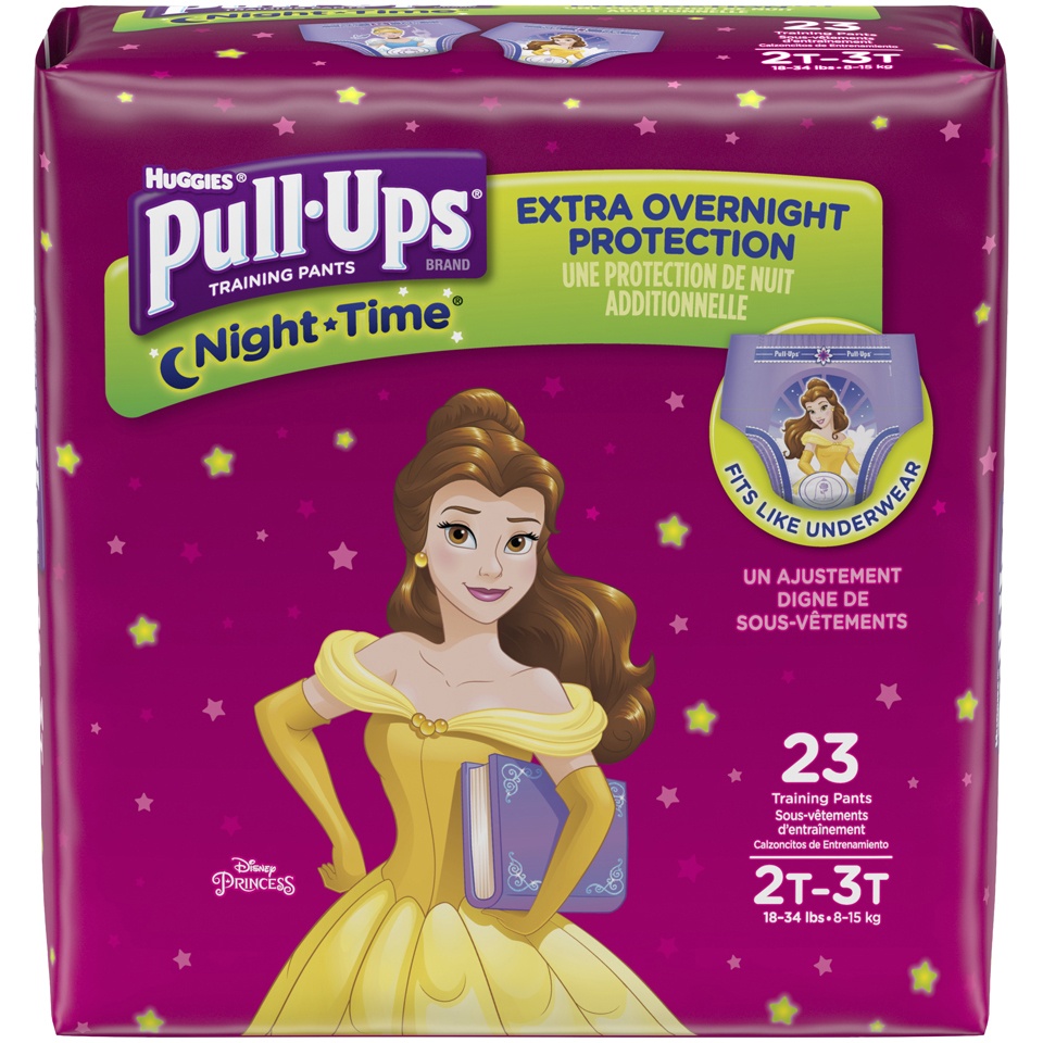 slide 1 of 3, Huggies Pull-Ups Night Time for Girls 2T-3T Training Pants, 23 ct