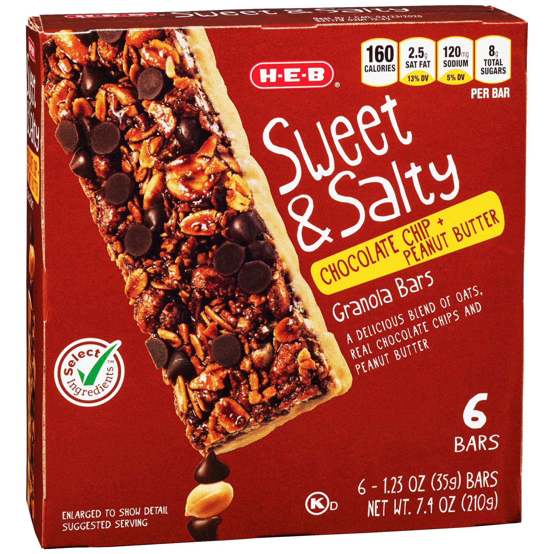 slide 1 of 1, H-B Sweet & Salty Chocolate Chip Peanut Butter Granola Bars - 6 ct, 6 ct