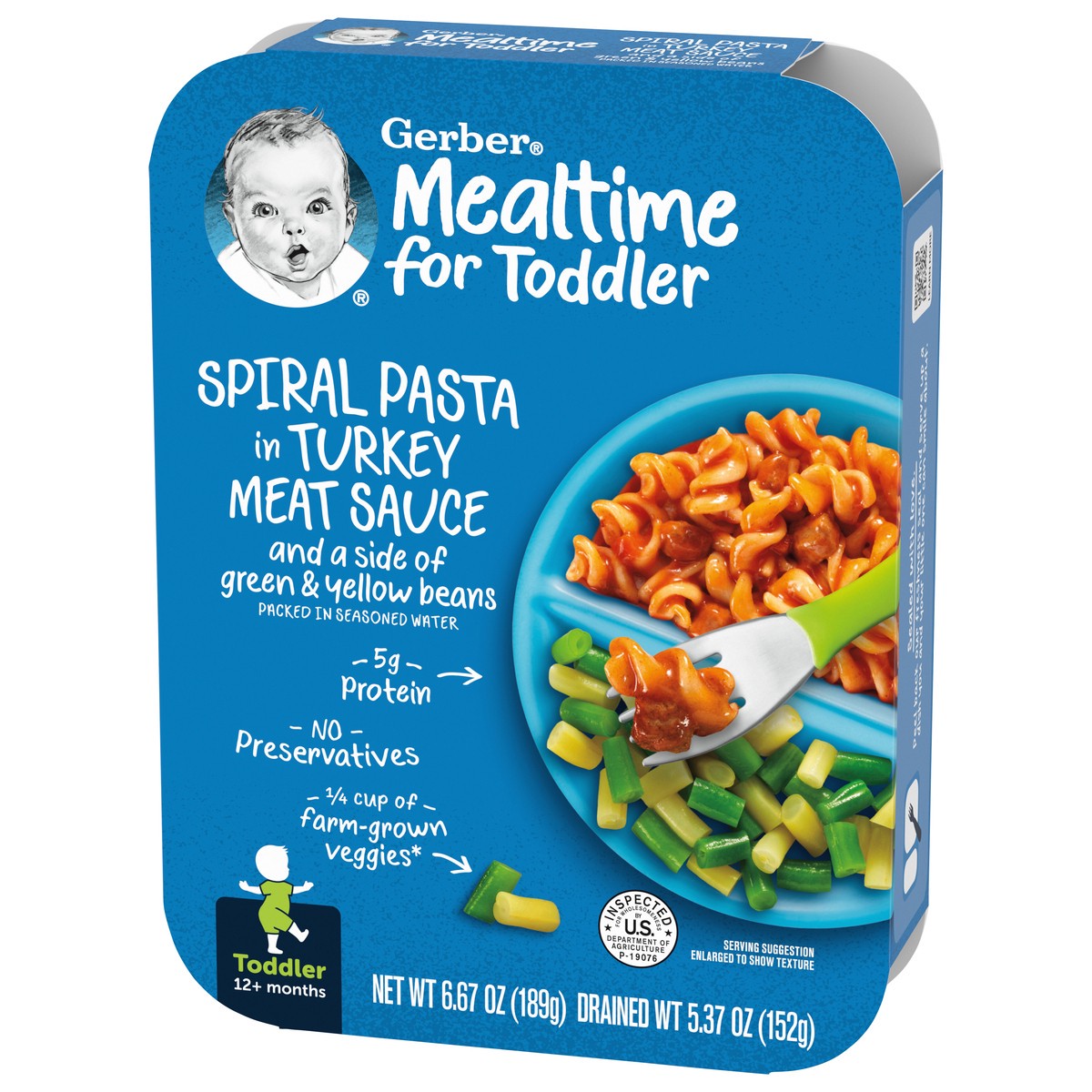 slide 5 of 9, Gerber Graduates Lil Entrees - Spiral Pasta in Turkey Meat Sauce With Green & Yellow Beans, 6.67 oz