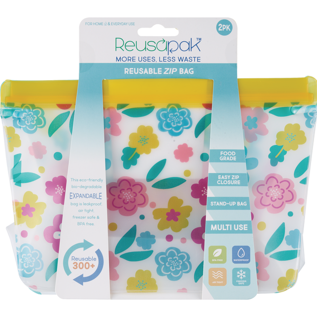 slide 1 of 1, REUSAPAK Paw Print 2 Pack Gusset Bag- Lg, 1 ct