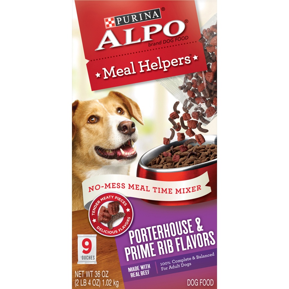 slide 1 of 1, ALPO Meal Helpers Porterhouse & Prime Rib Flavors Dog Food, 36 oz