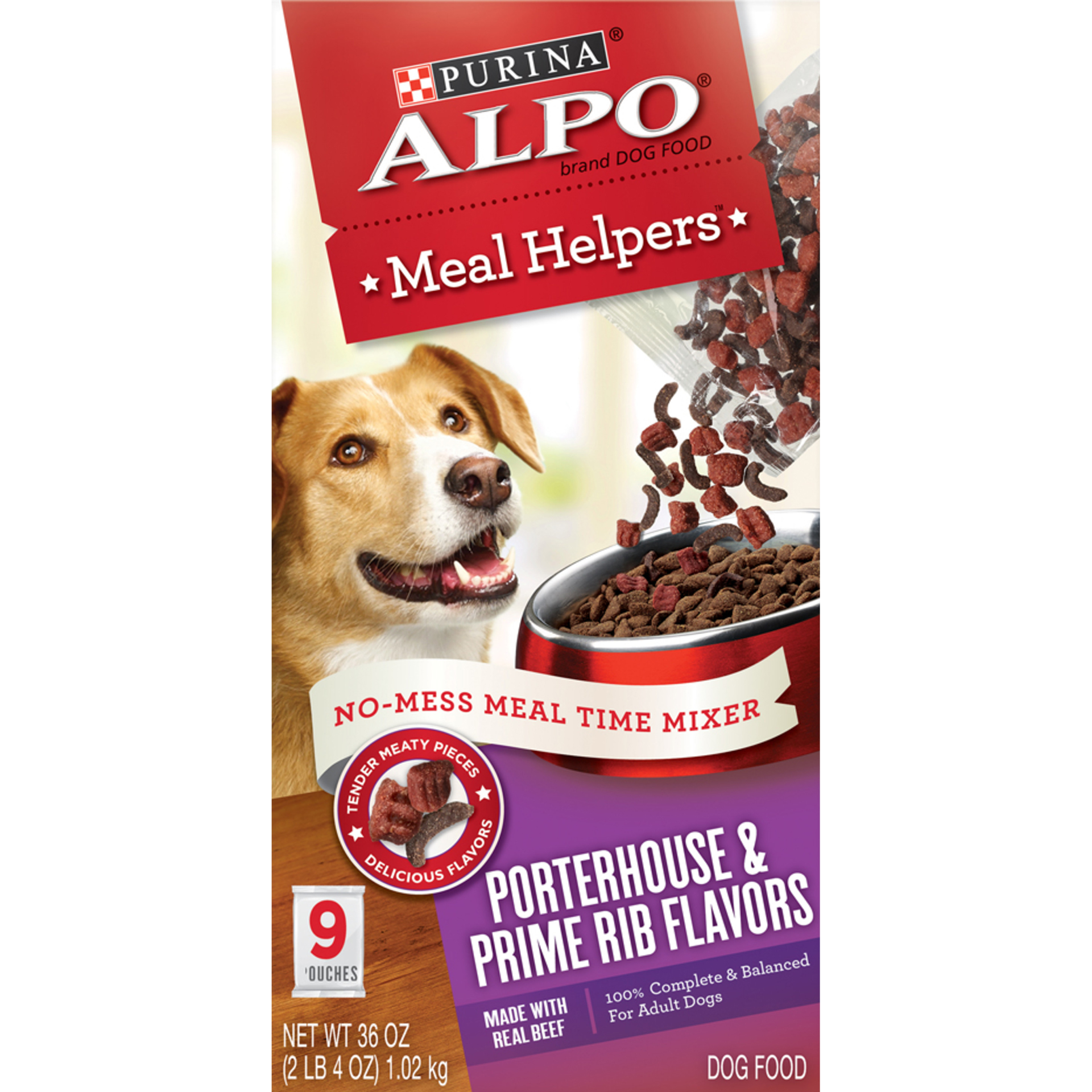 slide 1 of 2, ALPO Meal Helpers Porterhouse & Prime Rib Flavors Dog Food, 36 oz