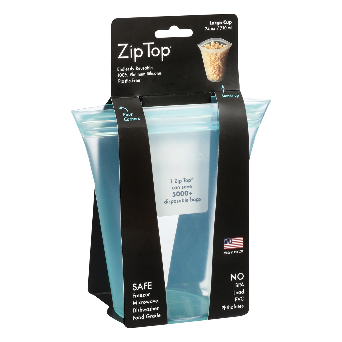 slide 2 of 9, Zip Top 24 Ounce Large Teal Cup 1 ea, 1 ct