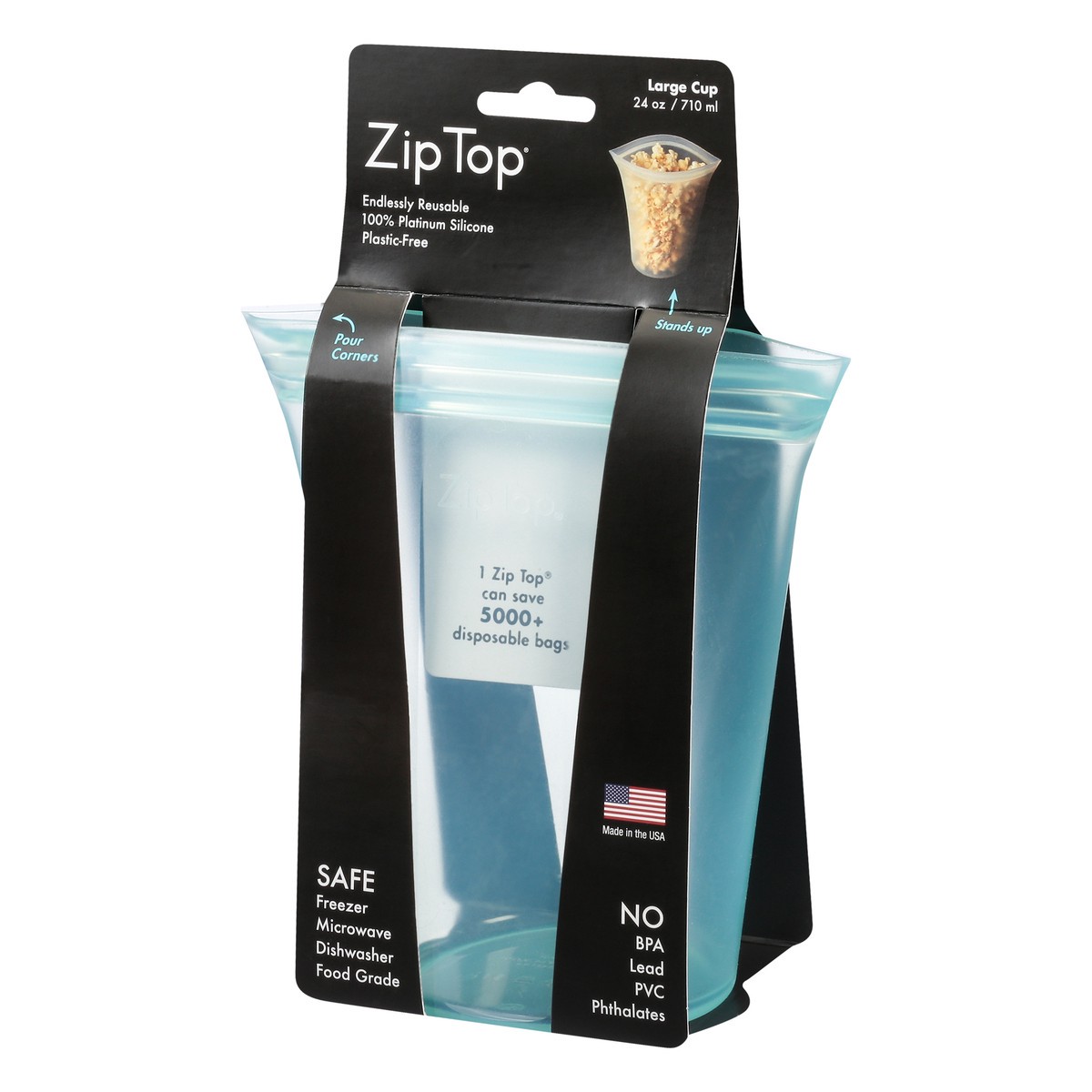 slide 3 of 9, Zip Top 24 Ounce Large Teal Cup 1 ea, 1 ct