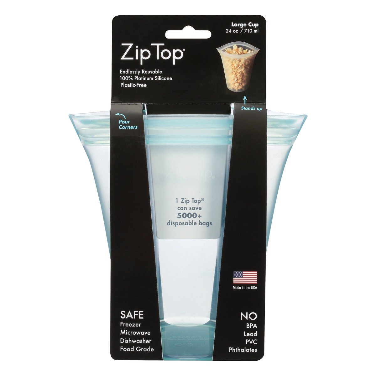 slide 1 of 9, Zip Top 24 Ounce Large Teal Cup 1 ea, 1 ct