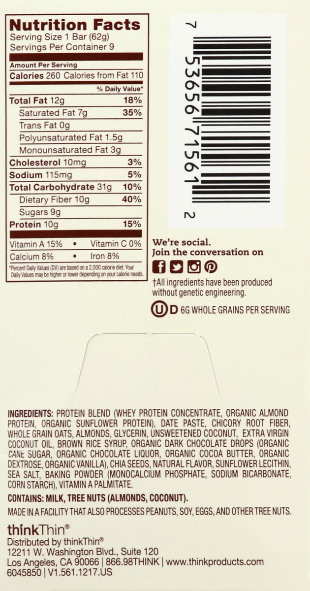 slide 6 of 6, thinkThin Protein & Superfruit Coconut Almond Bar, 2.19 oz