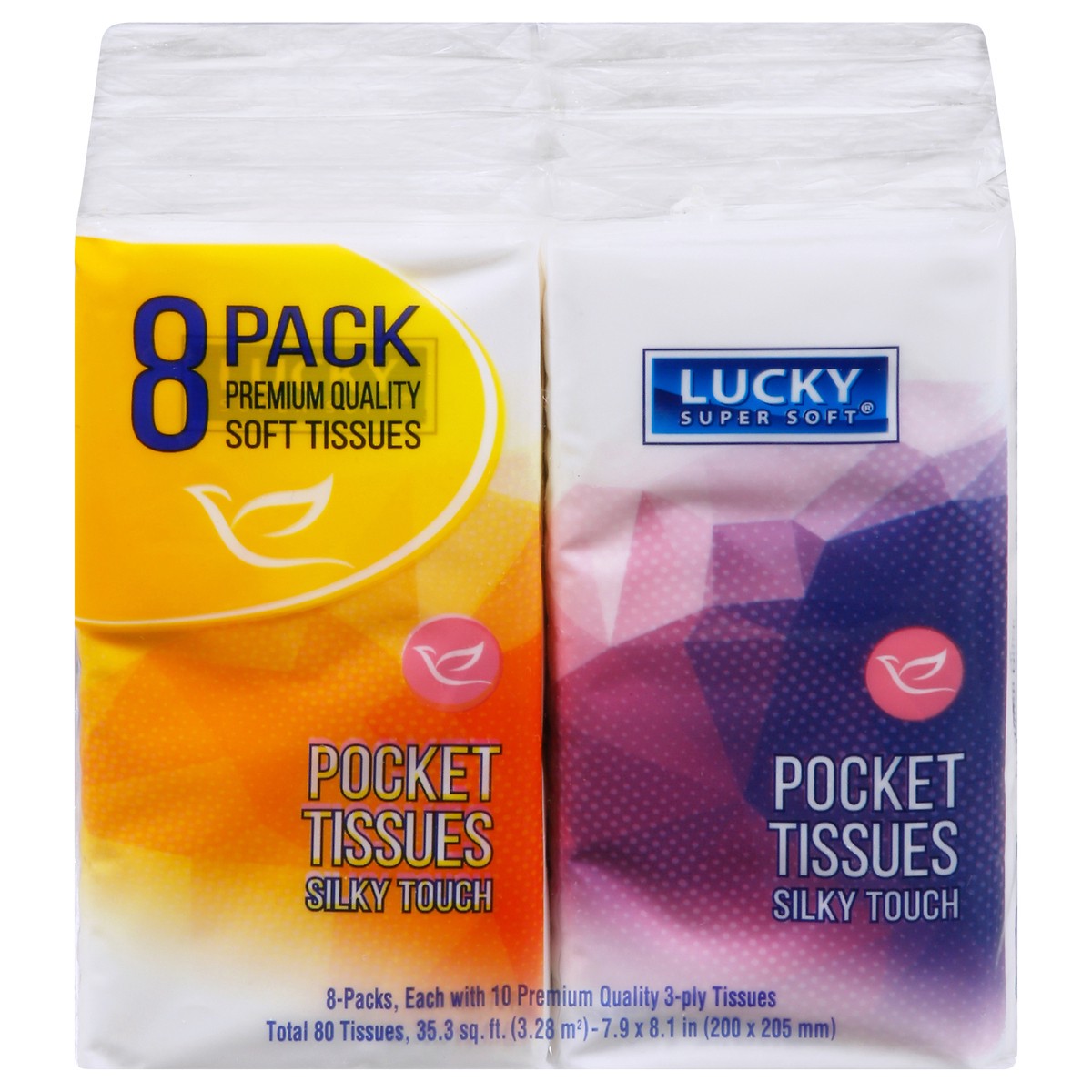 slide 1 of 12, Lucky Super Soft 8 Pack Silky Touch 3-Ply Pocket Tissues 8 - 10 Tissue Packs, 8 ct