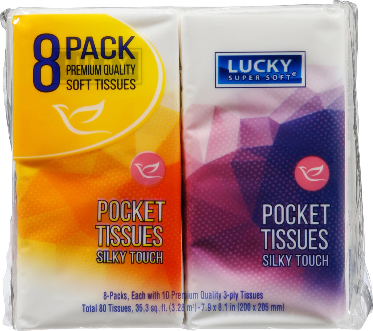 slide 1 of 12, Lucky Super Soft 8 Pack Silky Touch 3-Ply Pocket Tissues 8 - 10 Tissue Packs, 8 ct