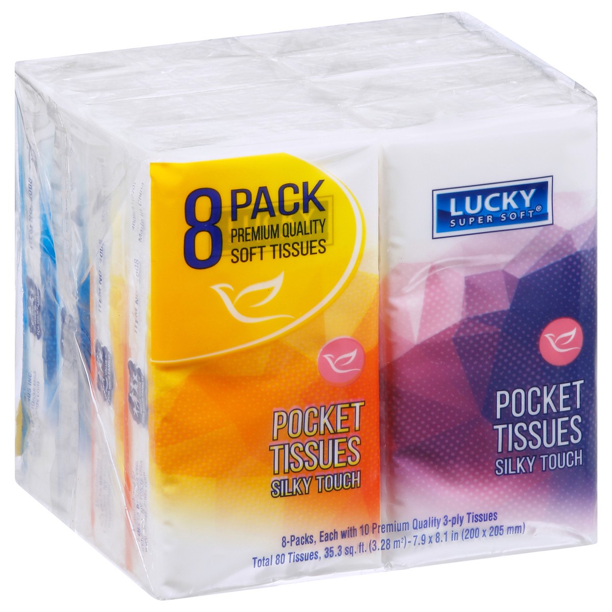 slide 7 of 12, Lucky Super Soft 8 Pack Silky Touch 3-Ply Pocket Tissues 8 - 10 Tissue Packs, 8 ct