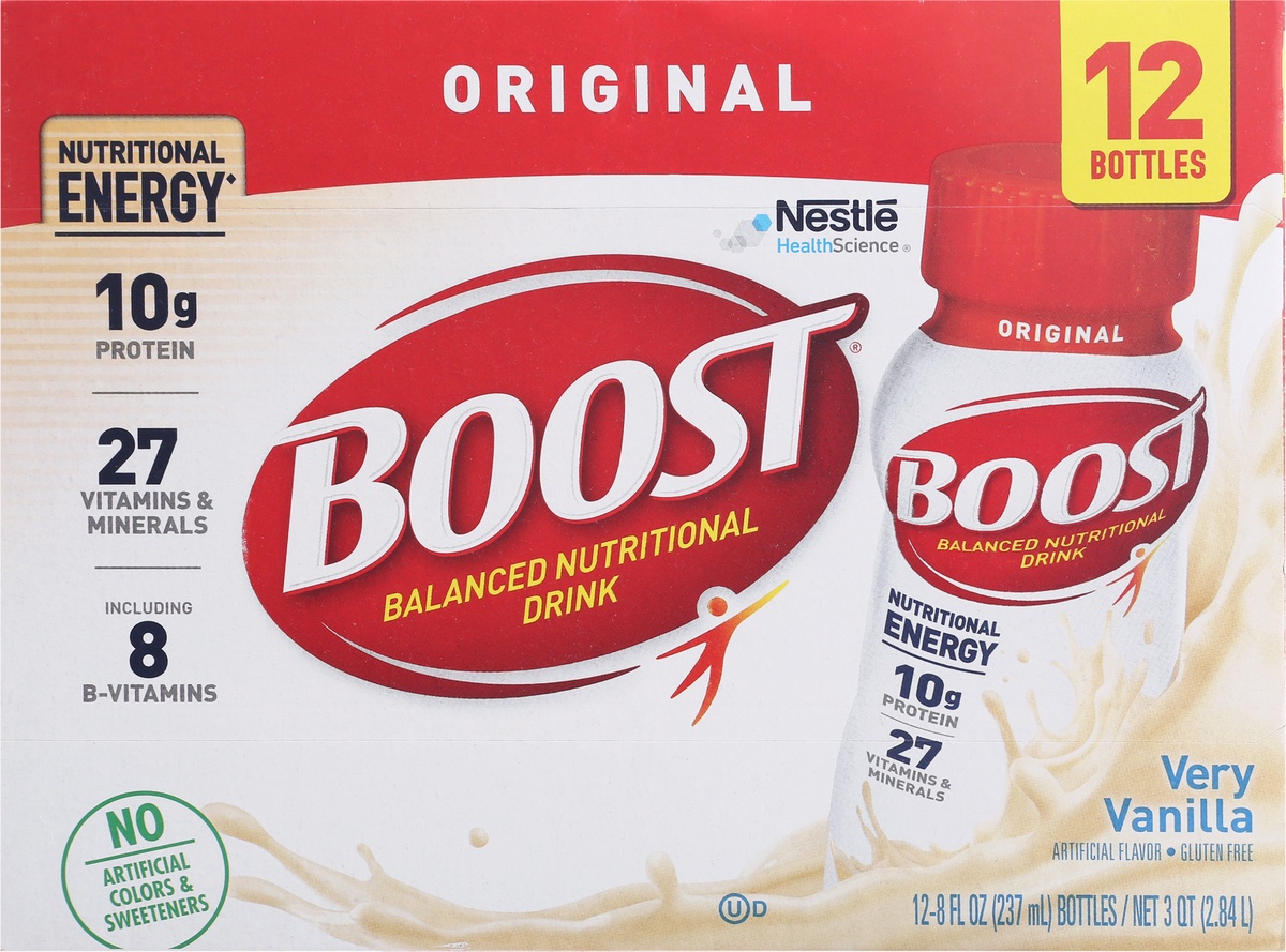 slide 9 of 11, Boost Original Ready To Drink Nutritional Drink, Very Vanilla Nutritional Shake, 12 ct; 8 fl oz