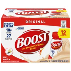 Boost Original Very Vanilla Balanced Nutritional Drink 12 - 8 fl oz Bottles