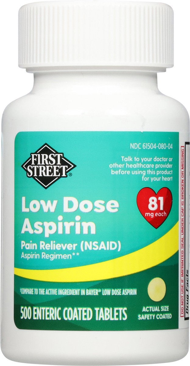 slide 11 of 14, First Street Fs Aspirin Low Dse Enteric Comp Bayer, 500 ct