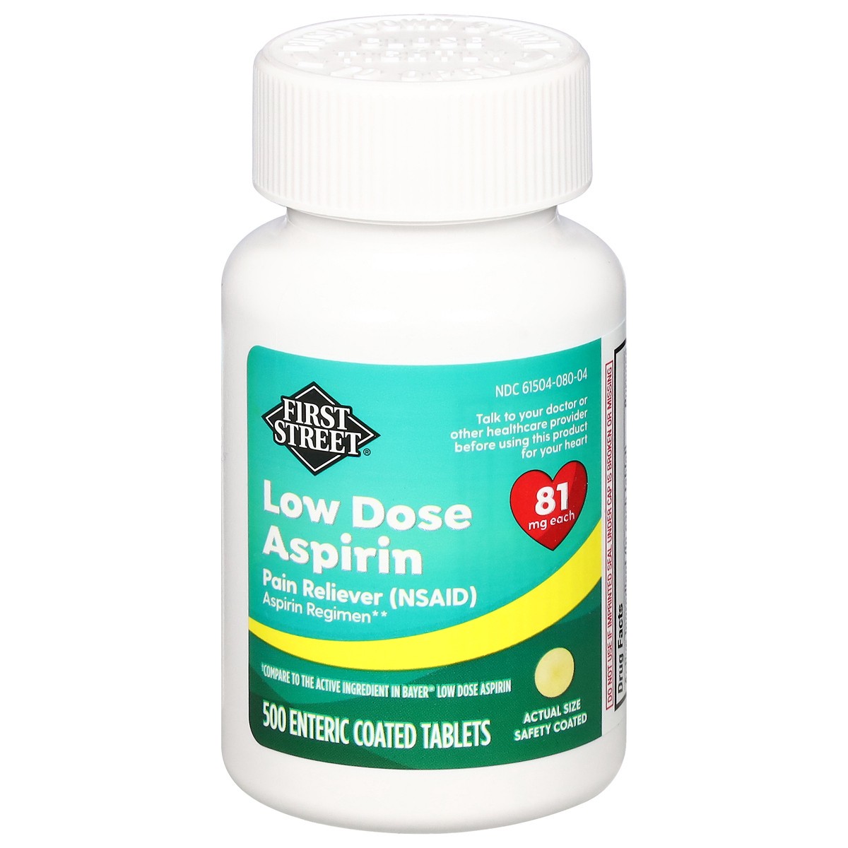 slide 10 of 14, First Street Fs Aspirin Low Dse Enteric Comp Bayer, 500 ct
