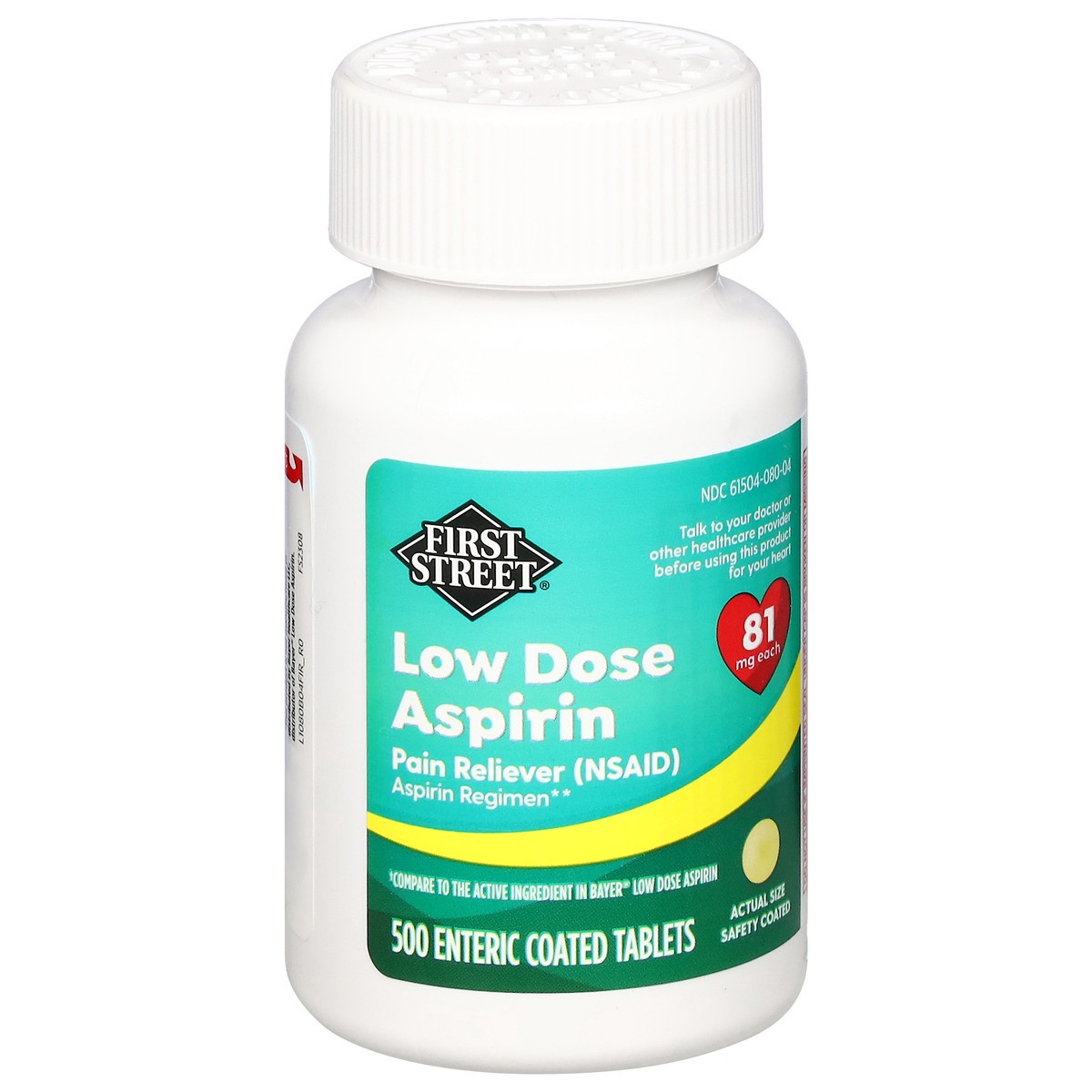 slide 7 of 14, First Street Fs Aspirin Low Dse Enteric Comp Bayer, 500 ct