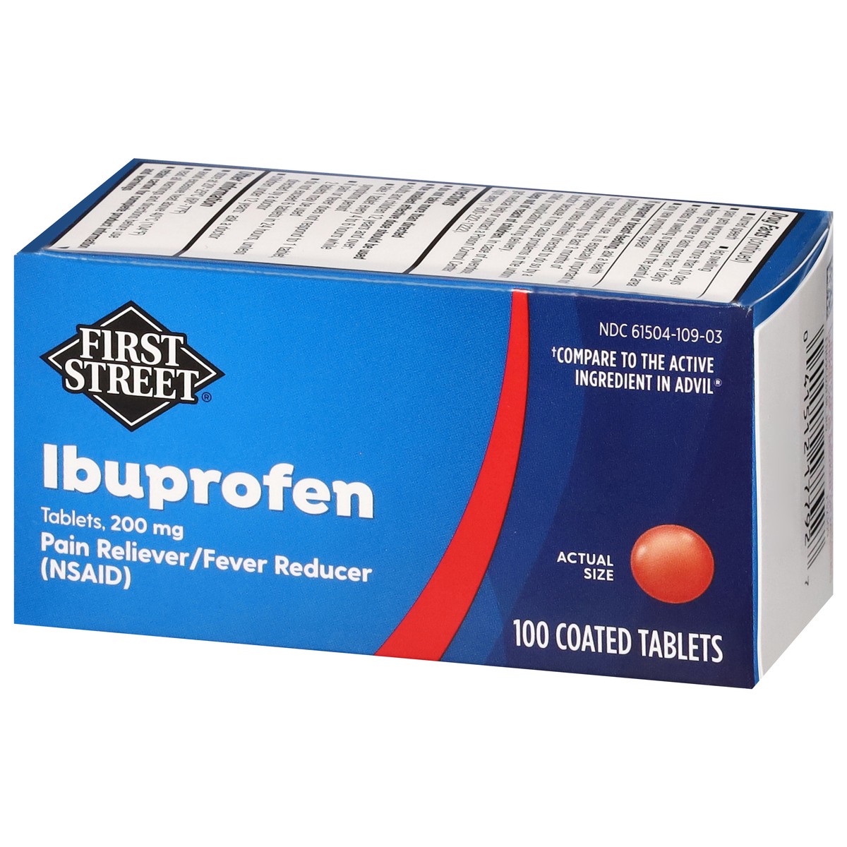 slide 5 of 14, First Street Fst St Ibuprofen Brn Tab Comp Advil, 100 ct