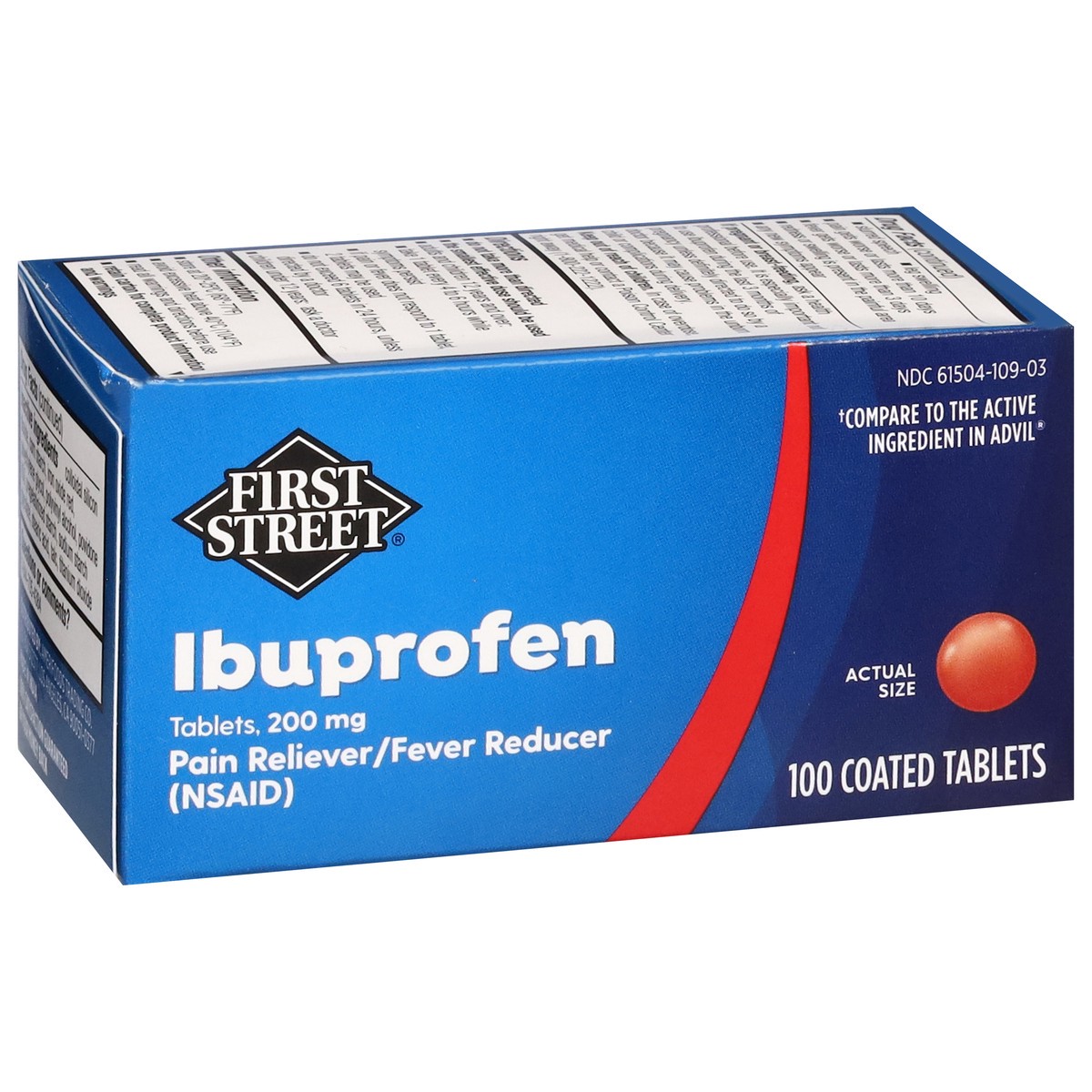 slide 8 of 14, First Street Fst St Ibuprofen Brn Tab Comp Advil, 100 ct