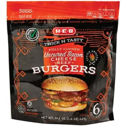 H-E-B Fully Cooked Bacon Cheeseburgers