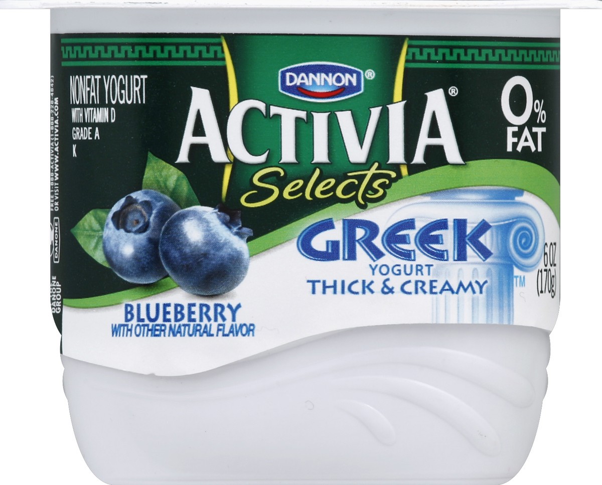 slide 5 of 6, Activia Yogurt, Greek, Thick & Creamy, Nonfat, Blueberry, 6 oz