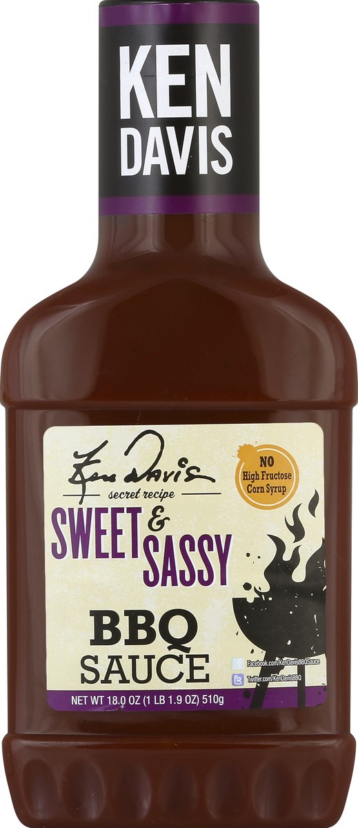 slide 2 of 2, Ken Davis Sweet & Sassy Bar-B-Q Sauce 18 oz, 18 fl oz