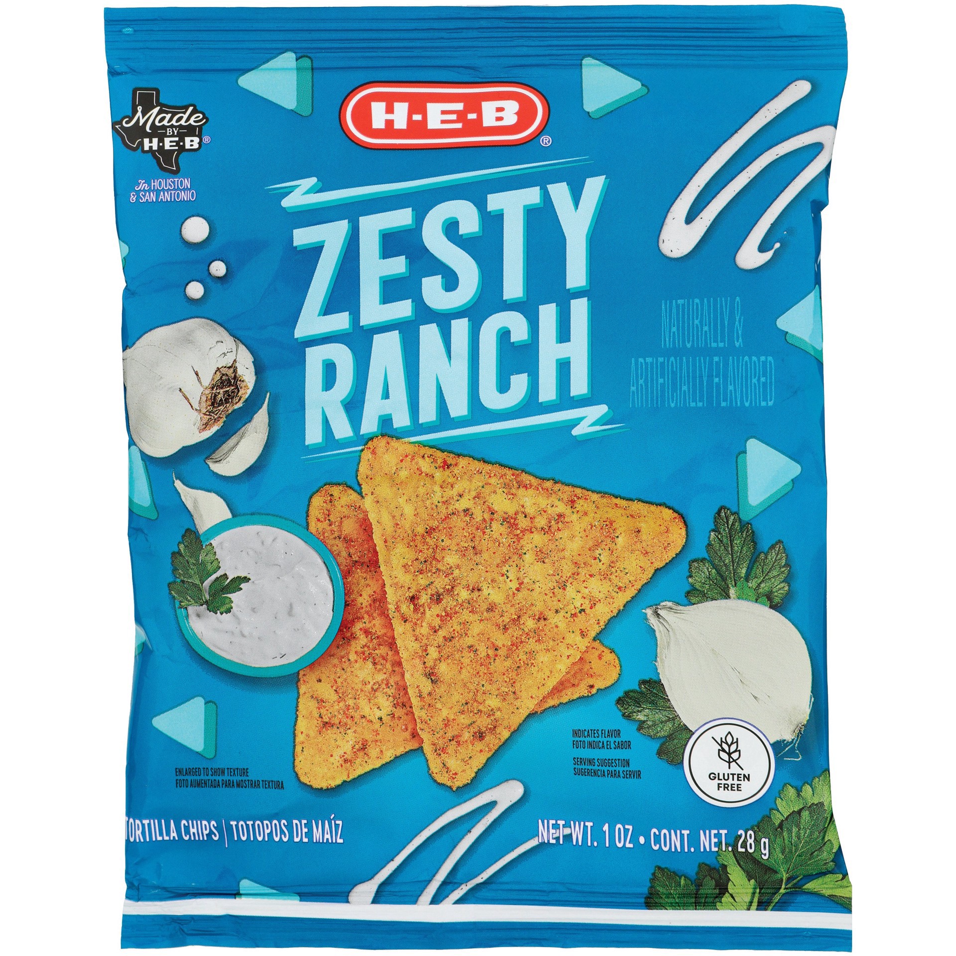 slide 1 of 1, H-E-B Ranch Flavored Tortilla Chips, 1 oz