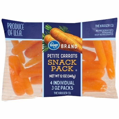 slide 1 of 1, Kroger Petite Carrots Snack Pack, 4 ct; 3 oz