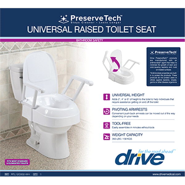 Drive Medical Preservetech Universal Raised Toilet Seat 1 ct | Shipt