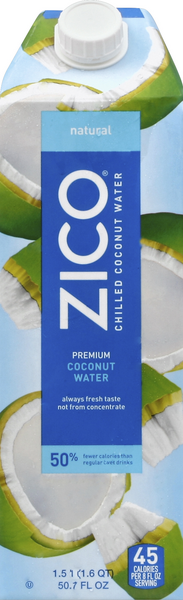 slide 1 of 1, Zico Natural Chilled 100% Coconut Water, 50.7 fl oz