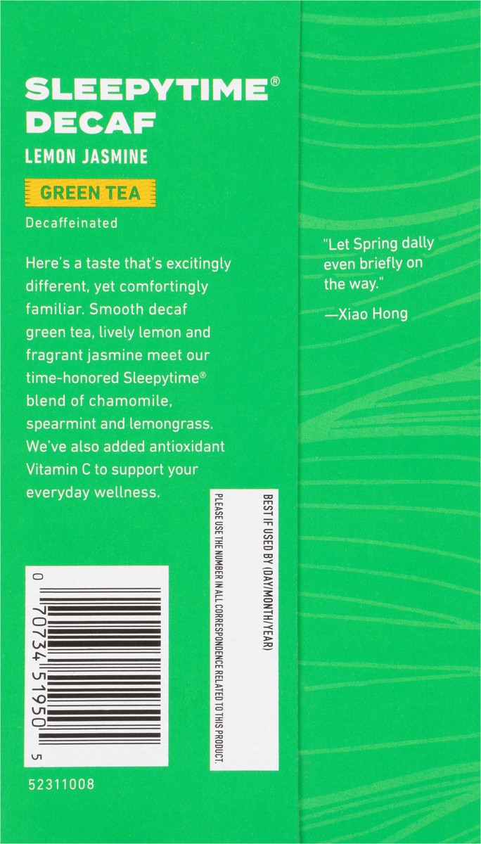 slide 4 of 8, Celestial Seasonings Sleepytime Decaf Lemon Jasmine Green Tea Bags 20 ct Box, 20 ct