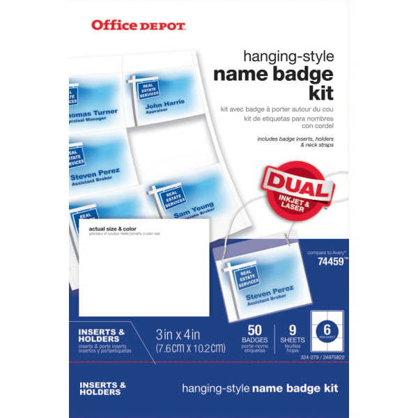 slide 1 of 2, Office Depot Brand Name Badge Kit, Pack Of 50, 50 ct