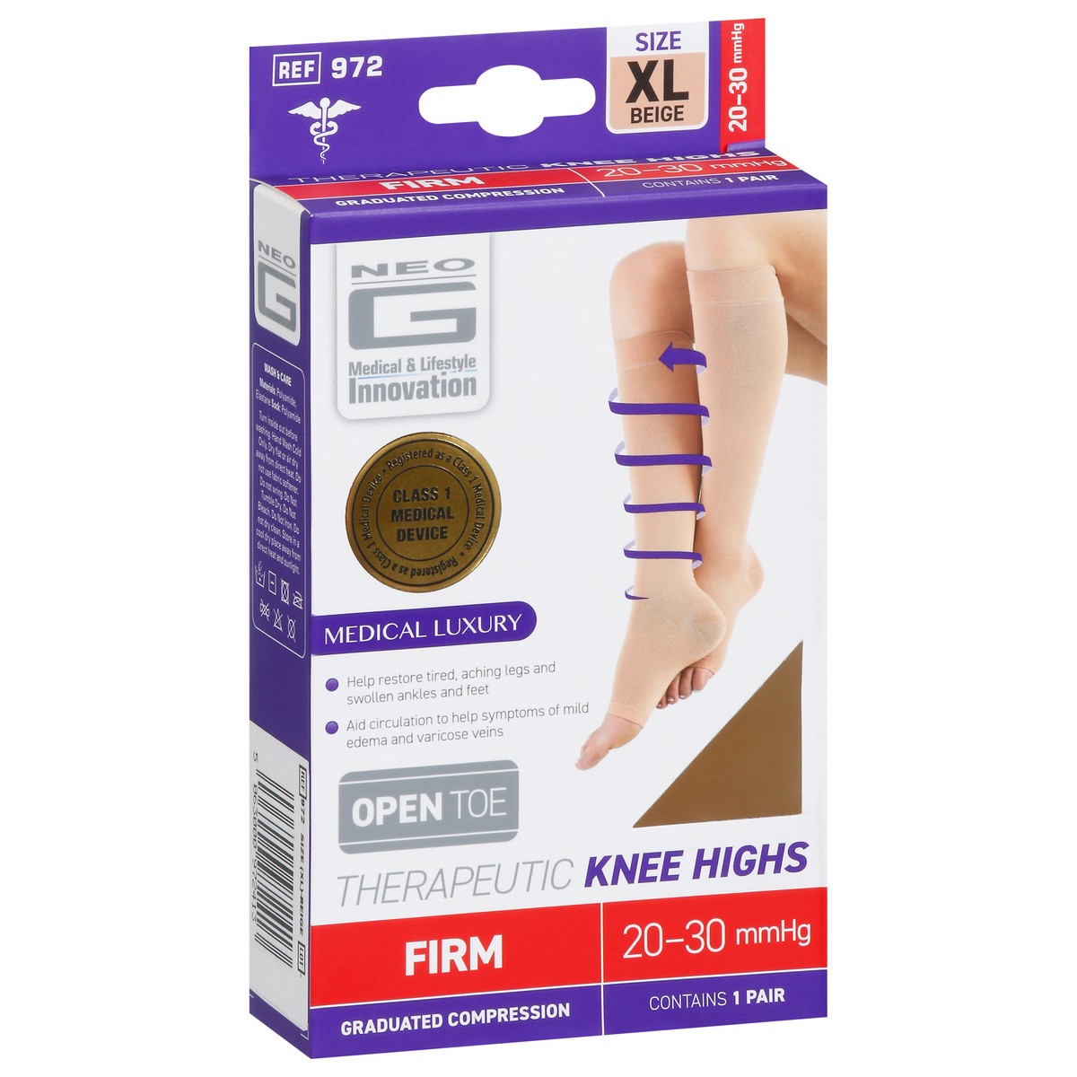 slide 5 of 9, Neo G Beige Open Toe Therapeutic Knee Highs XL 1 ea, 1 ct