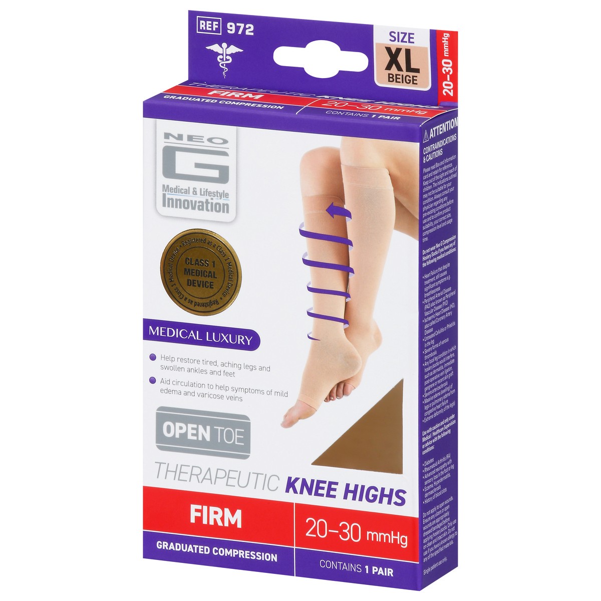 slide 7 of 9, Neo G Beige Open Toe Therapeutic Knee Highs XL 1 ea, 1 ct