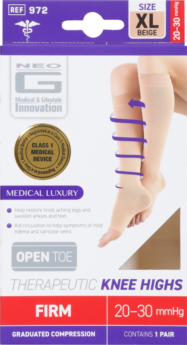 slide 2 of 9, Neo G Beige Open Toe Therapeutic Knee Highs XL 1 ea, 1 ct