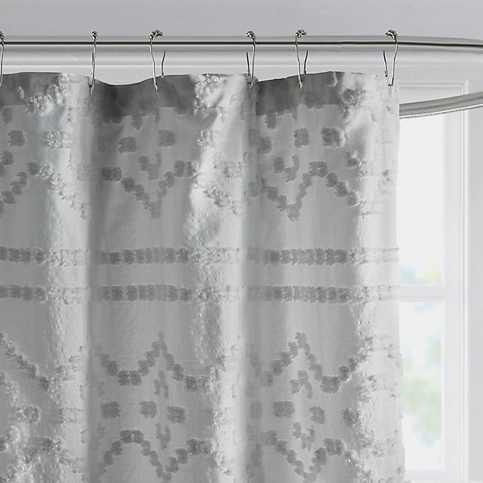 slide 2 of 4, Intelligent Design Annie Clipped Jacquard Seersucker Shower Curtain - Grey, 1 ct