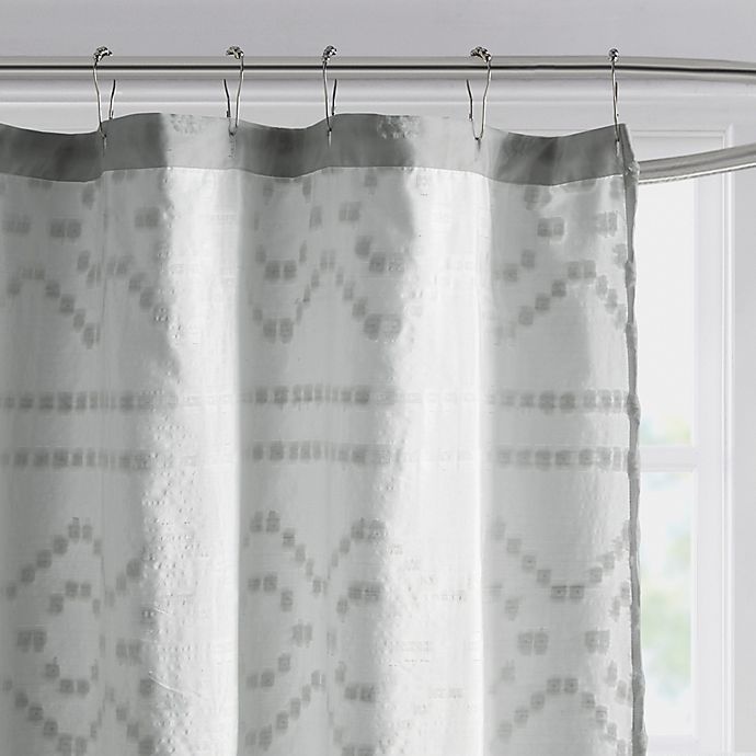 slide 3 of 4, Intelligent Design Annie Clipped Jacquard Seersucker Shower Curtain - Grey, 1 ct