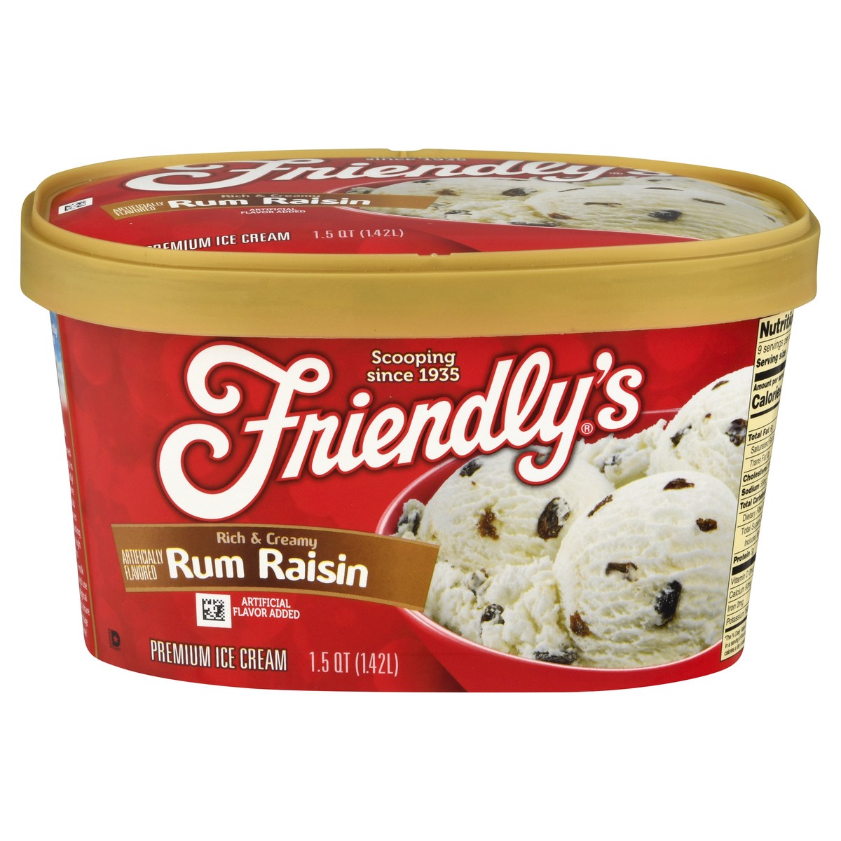 slide 1 of 9, Friendly's Rum Raisin Premium Ice Cream 1.5 qt, 1.5 qt