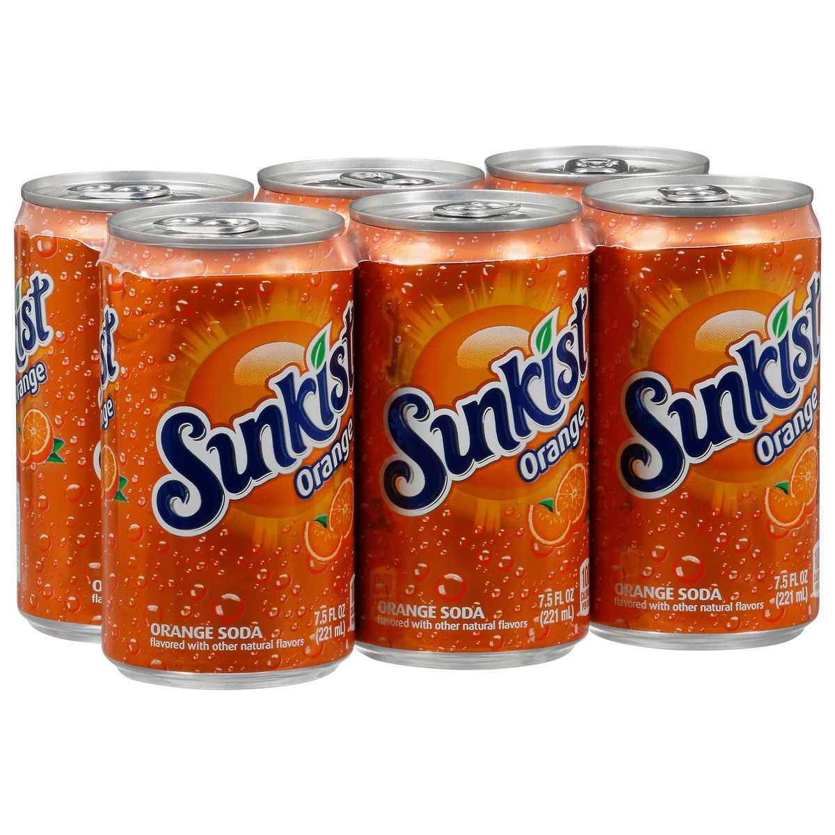 slide 3 of 9, Sunkist Orange Soda, 7.5 fl oz cans, 6 pack, 6 ct; 7.5 fl oz